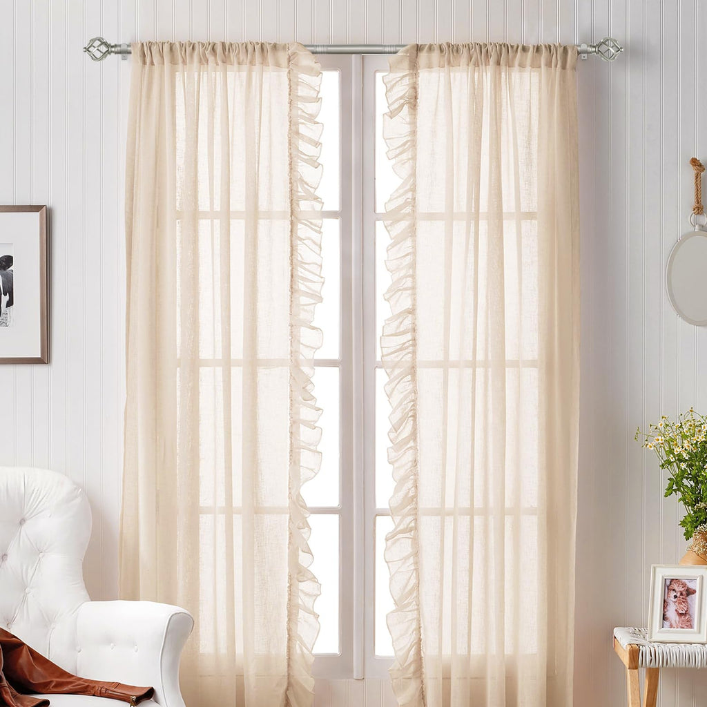 KAMANINA Silver Curtain Rod 32 to 58 Inch(2.6-4.8ft), Adjustable Curtain Rods for Windows 28 to 48 Inch, 3/4 Inch Splicing Drapery Rods with Twisted Cage Finial