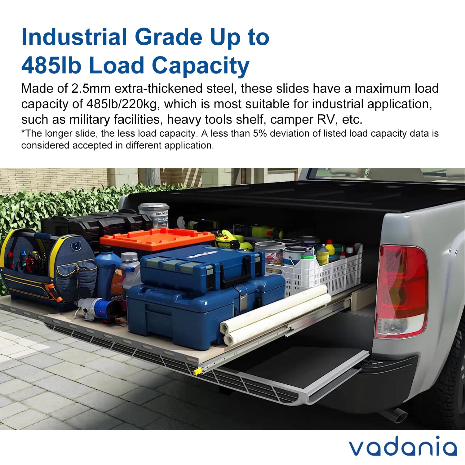 VADANIA 12" Heavy Duty Drawer Slide with Lock #D51, 150lb Load Capacity, 3-Fold Full Extension, Ball Bearing Lock-in & Lock-Out, Side Mount, 1-Pair