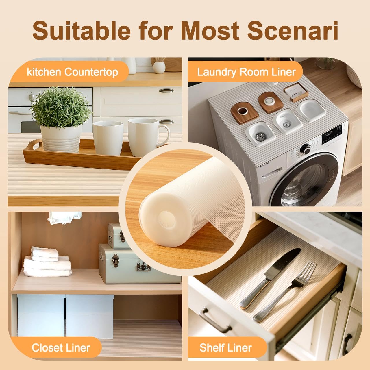 FEXIA Shelf Liner for Kitchen Cabinets Drawer Non Adhesive Non-Slip Liner 12 Inches x 20 FT Waterproof & Oil-Proof Durable Material Fridge Liner for Shelves