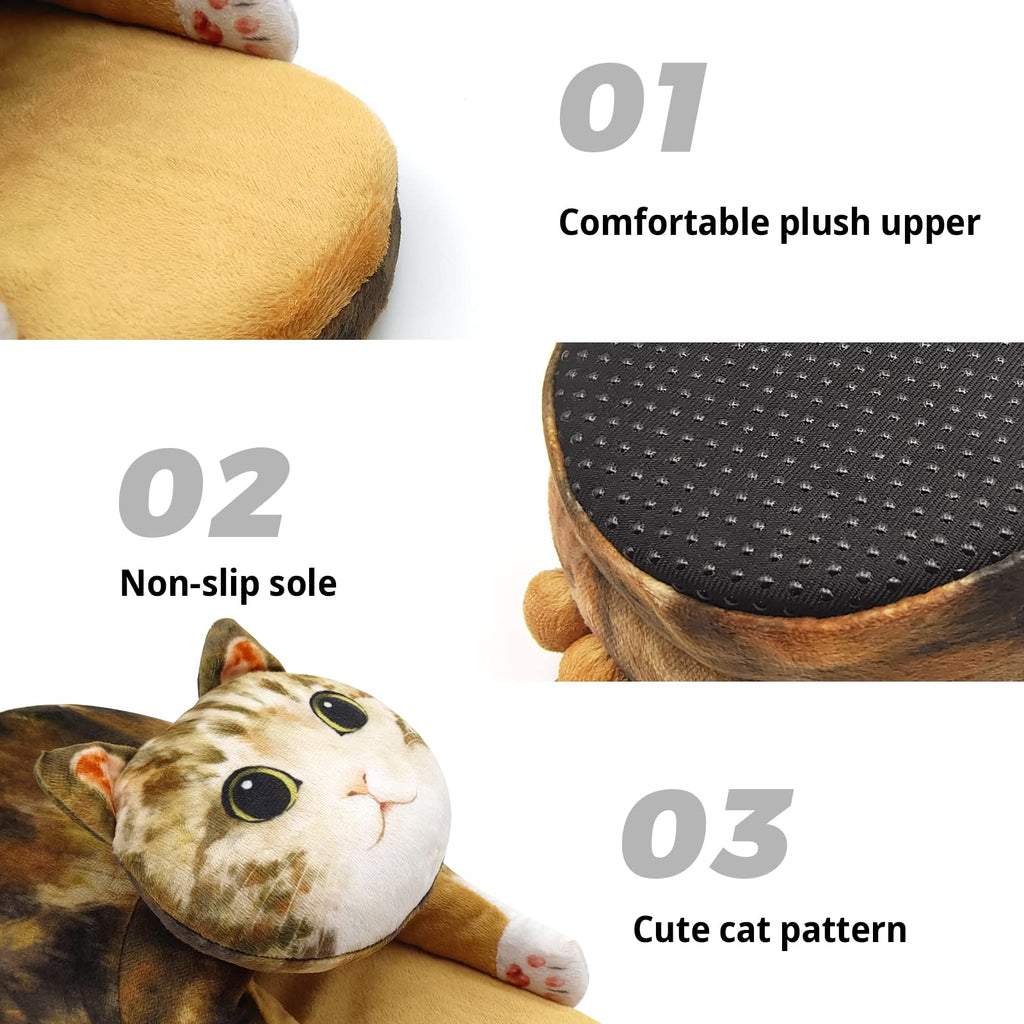 Funny Cat Slippers for Women,Fuzzy Animal Indoor House Shoes with Soft Memory Foam,Comfy Plush Warm Slip-on Slippers,Cat Gifts for Cat Lover