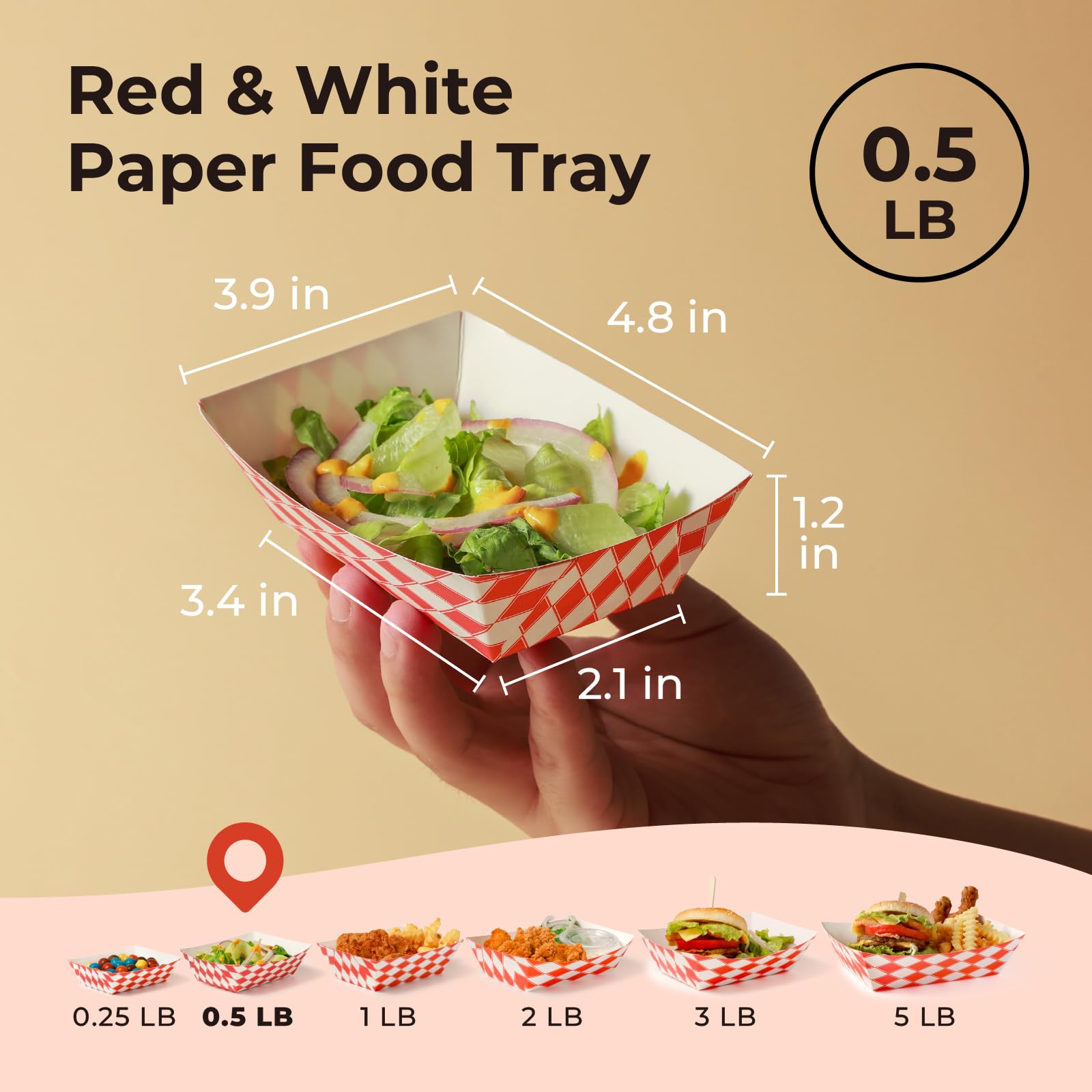 Fit Meal Prep [250 Pack 0.25 lb Paper Food Boats Heavy Duty Disposable Food Trays, Red Check Nacho Tray for Parties Fairs Picnics Carnivals, Holds Ketchup Cheese Sauce Pickles