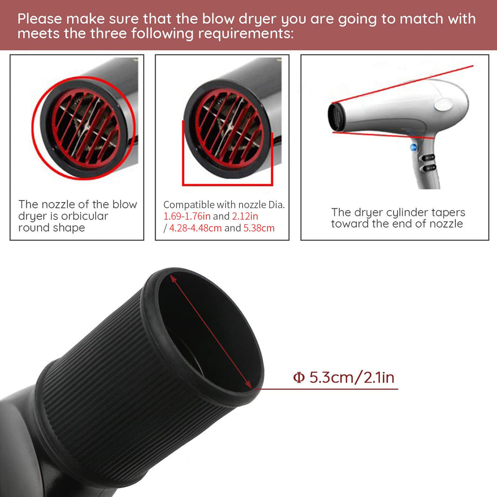 Segbeauty Blow Dryer Comb Attachment, Black Brush Attachments for Hair Dryer Concentrator Nozzle 1.69-1.76in and 2.12in, Pro Hairdressing Styling Salon Tool to Straighten Detangle Curly Natural Hair