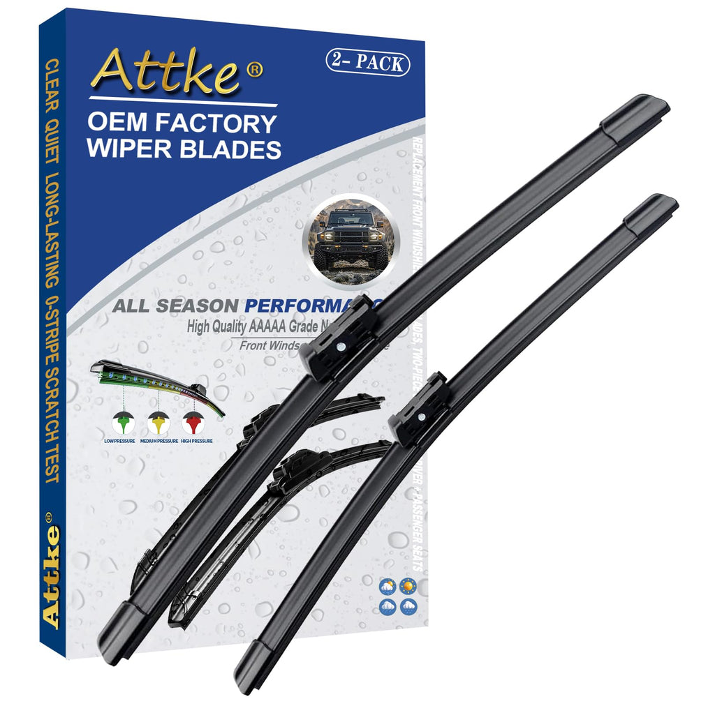 ATTKE OEM Quality Front Windscreen Wiper Blades for Jeep Wrangler 1997-2006/Porsche 911 1978-1994/Suzuki Samurai 1986-1995 (13″+13″ Front Windshield Wiper Blade Set)
