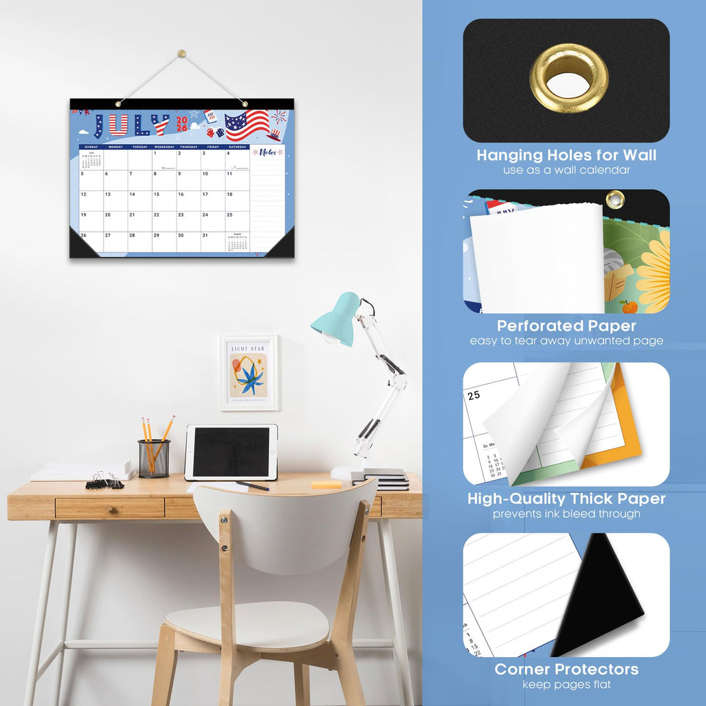 Desk Calendar 2026-2027, 21-Month Calendar Runs Until June 2027, Large 17" x 12" Monthly Desktop & Wall Calendar for Home & Office - Floral