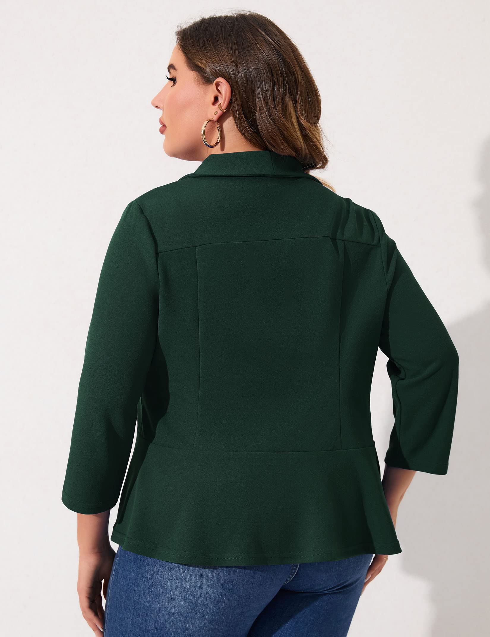 KOJOOIN Women Plus Size Casual Blazer Open Front Long Sleeve Work Office Cardigan Jackets