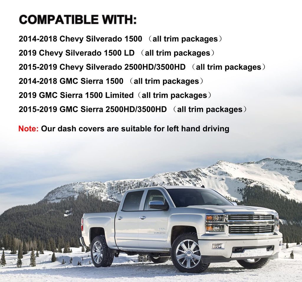 Dash Cover Fit for Chevy Chevrolet Silverado 1500 LT/WT 2500HD 3500HD 2007-2013, GMC Sierra 2007-2013 Dashboard Mat Carpet (08-13 Beige) Y74