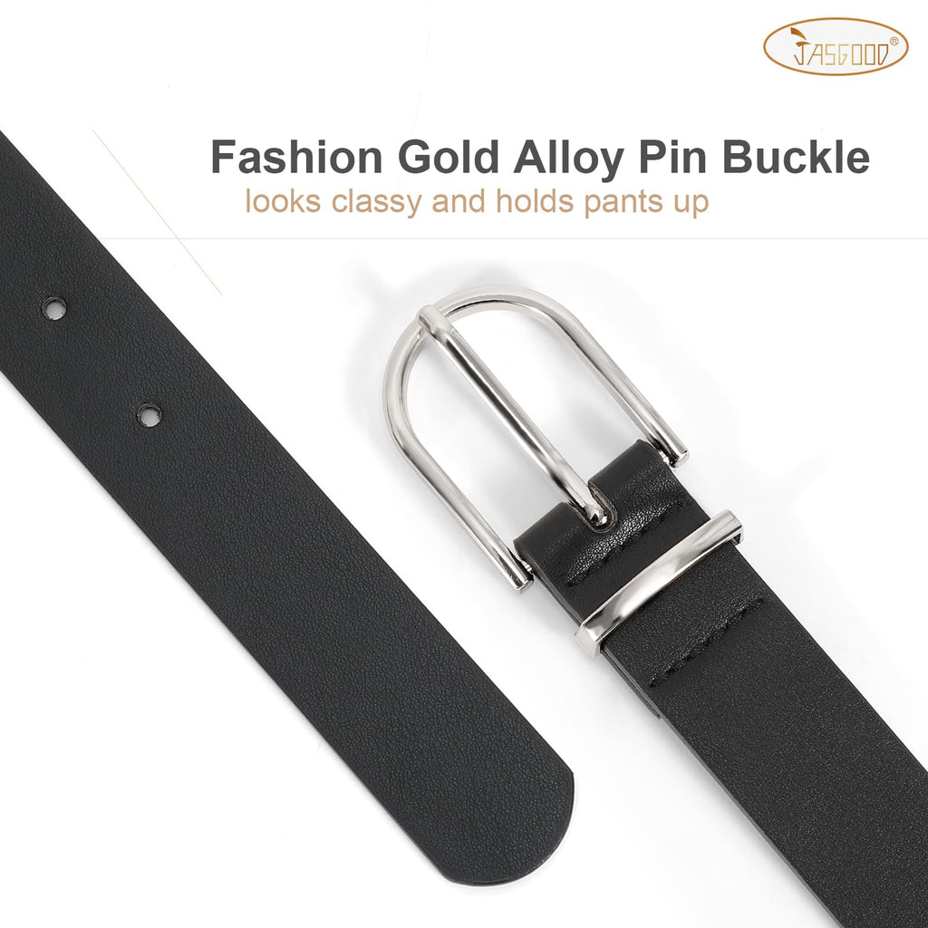 JASGOOD Women’s Leather Belts for Jeans Pants Fashion Ladies Belt with Gold Buckle