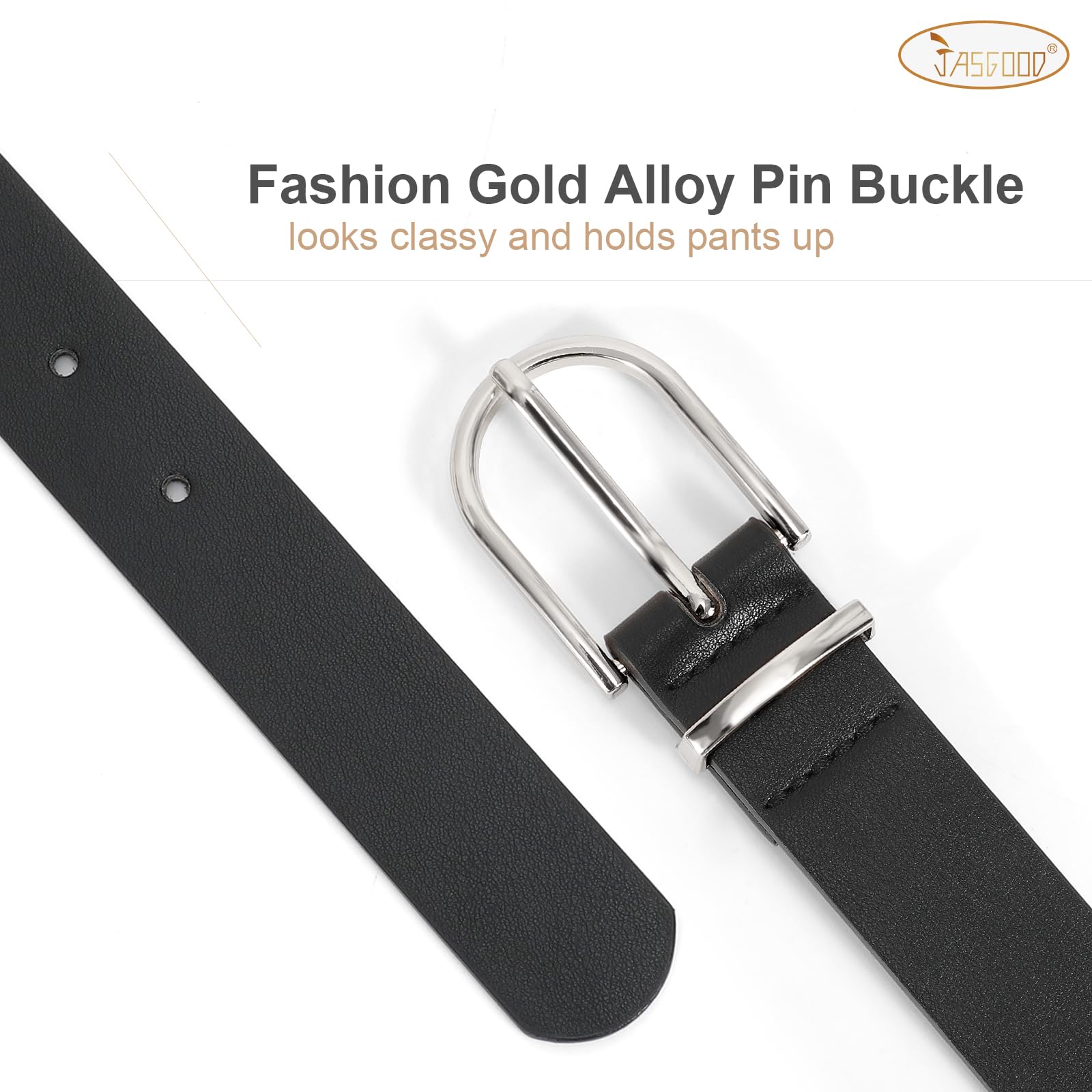 JASGOOD Women’s Leather Belts for Jeans Pants Fashion Ladies Belt with Gold Buckle