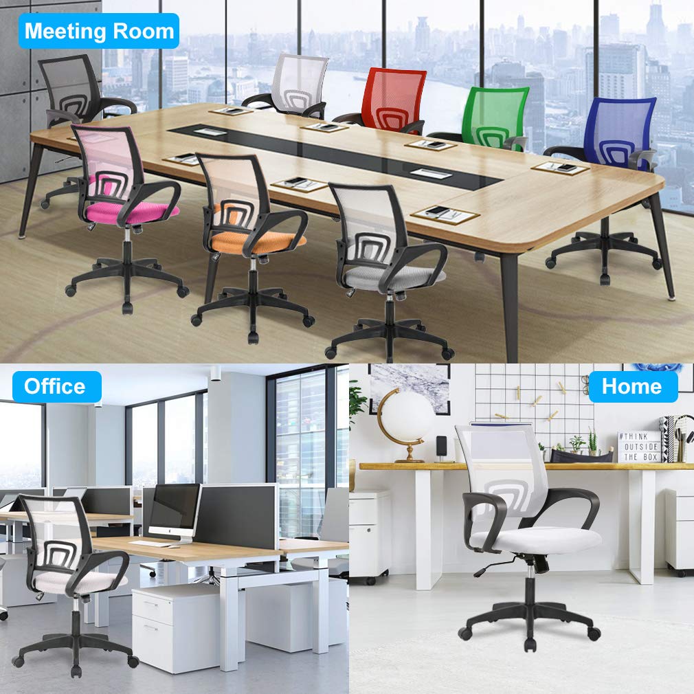 BestOffice Home Office Chair Ergonomic Desk Chair Mesh Computer Chair with Lumbar Support Armrest Executive Rolling Swivel Adjustable Mid Back Task Chair for Women Adults, Black (Black)