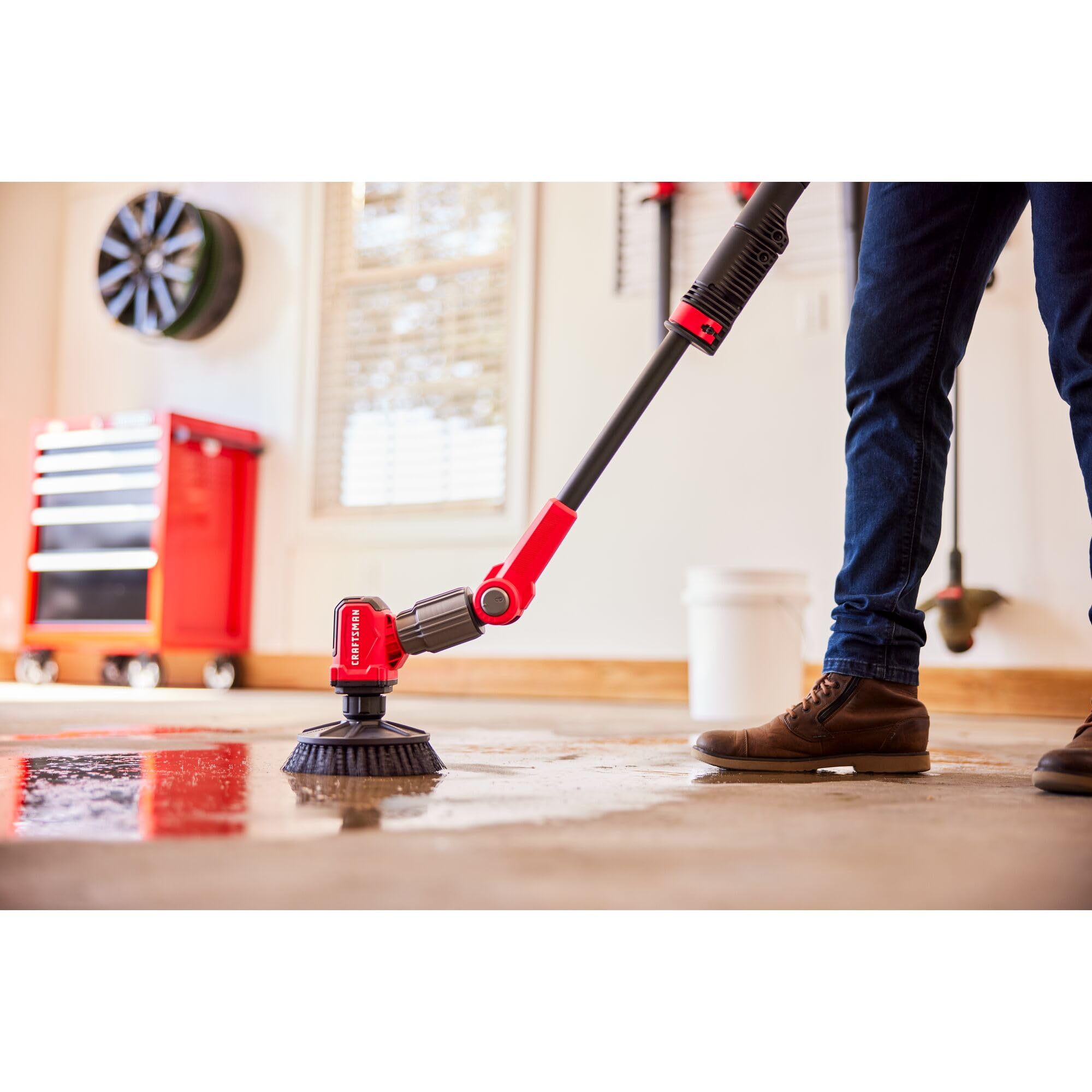 CRAFTSMAN V20 Cordless 2-in-1 Power Scrubber Kit, Multi-Purpose, Includes Bristle Brush, 2Ah Battery, V20 Battery Charger, and 60.5 in. Telescoping Pole (CMCPS520D1)