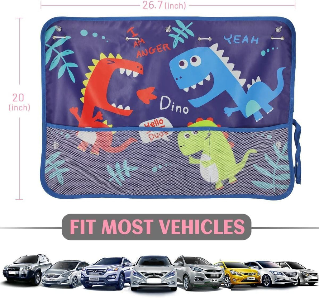Car Sun Shade Side Window, 2 Pcs Blackout Car Window Shade for Baby Privacy with Storage Net Pockets Auto Curtains 7 Suction Cups for Heat/UV Protection Sun Block Covers