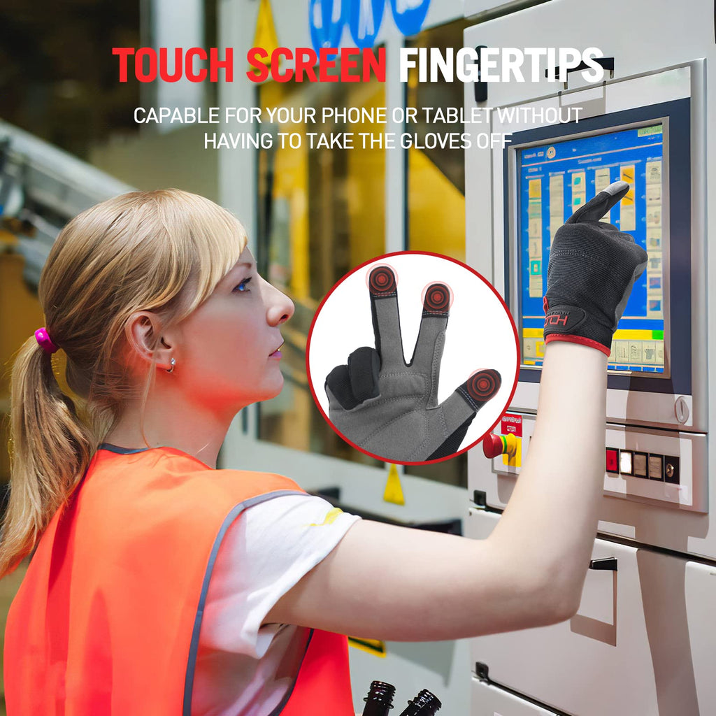 AIGEVTURE Safety Work Gloves Mens & Women, Light Duty Mechanic Gloves Touch Screen, Gardening Work Gloves with Grip,High Dexterity