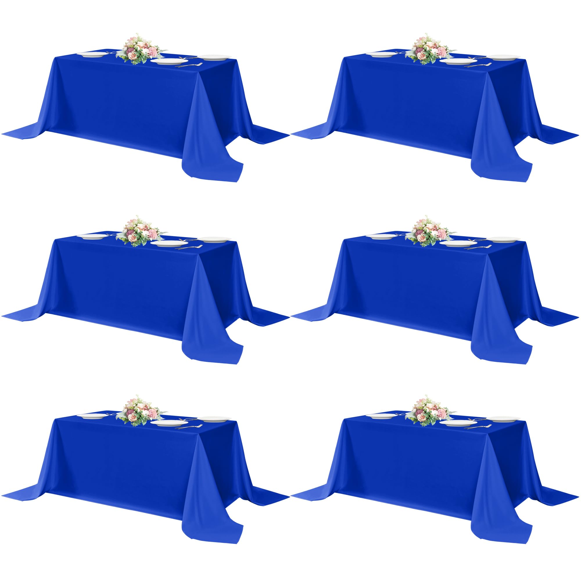 sancua Rectangle Tablecloths for 4ft Tables, 6 Pack - 60x84 Inch - Beige Washable Fabric Cloth Table Cloth for Wedding, Party, Birthday, Banquet, Reusable Polyester Table Covers