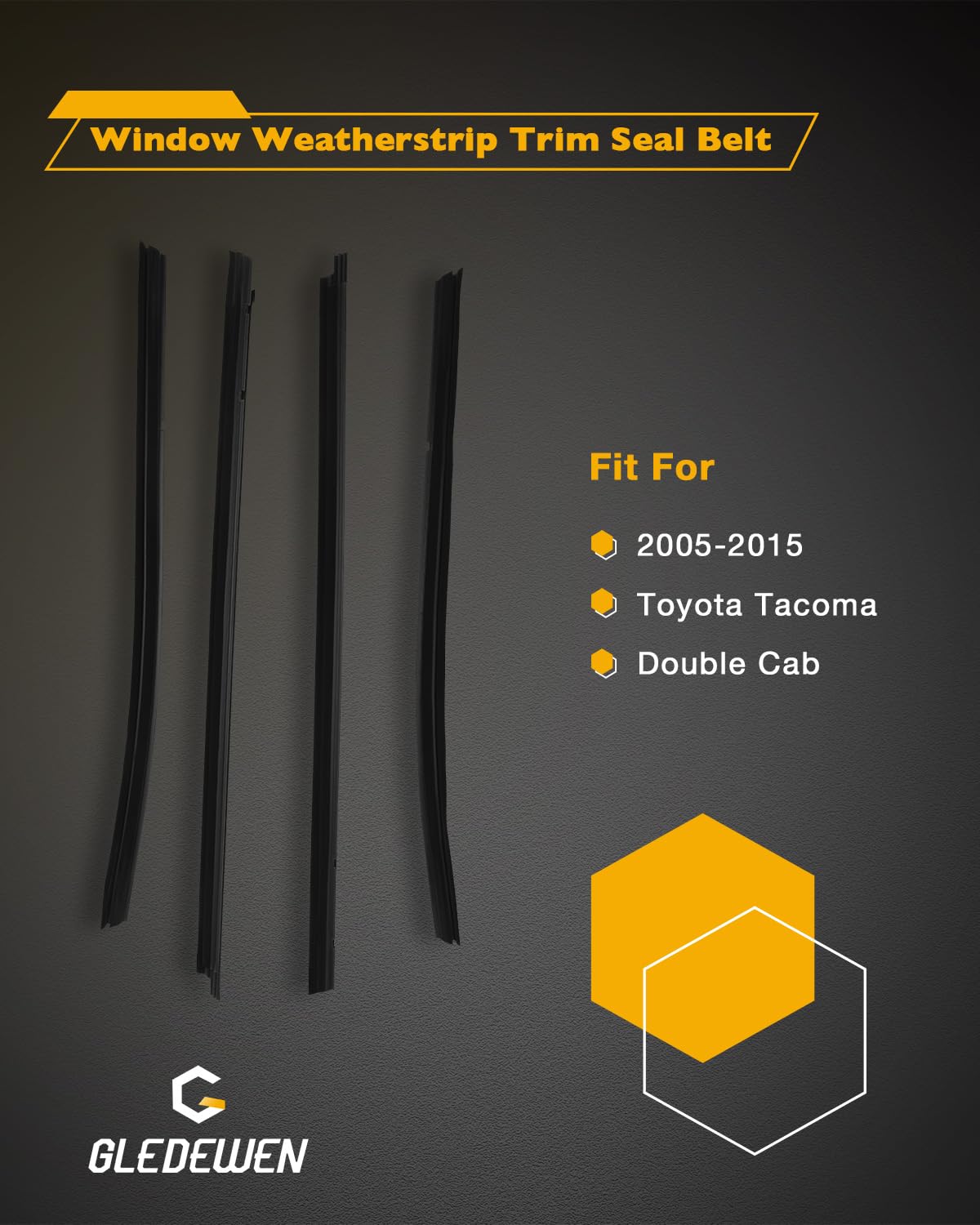 Window Trim Seal, Compatible with 1996-2002 Toyota 4Runner 4-Door, Window Molding Weather Stripping Belt Set, 68161-35010, 68162-35010, 68163-35010, 68164-35010, Door Weatherstrip Rubber Moulding 4PCS
