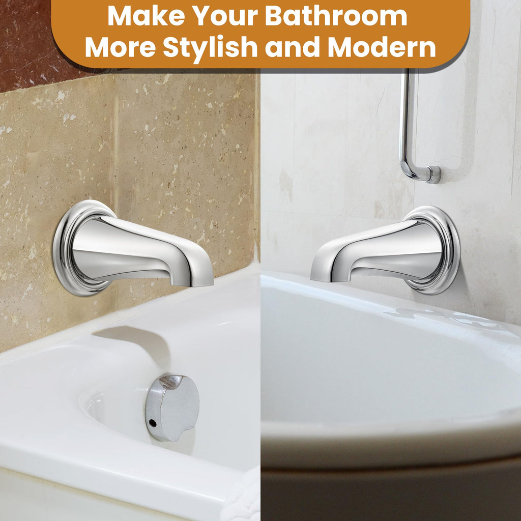 Dreyoo Tub Spout (Universal Fits 1/2" Copper Pipe, 1/2" IPS and 3/4" IPS), Bathroom Bathtub Faucet with Adapters and Hex Wrench(Brushed Nickel,Simple)