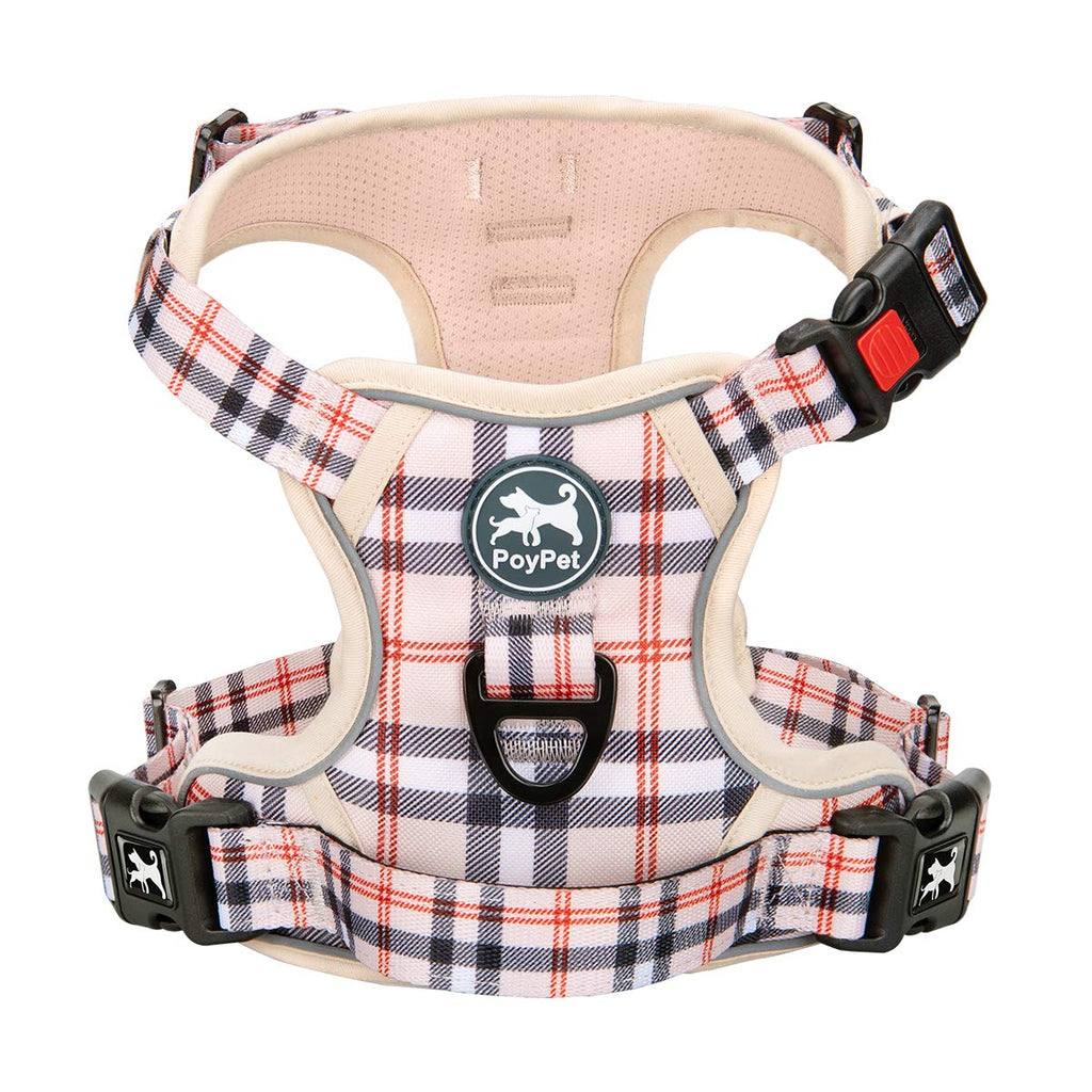PoyPet Dog Harness No Pull, Reflective Vest Harness with Front & Back 2 Clips and Easy Control Handle for Small Medium Large Dog (XS, Black)