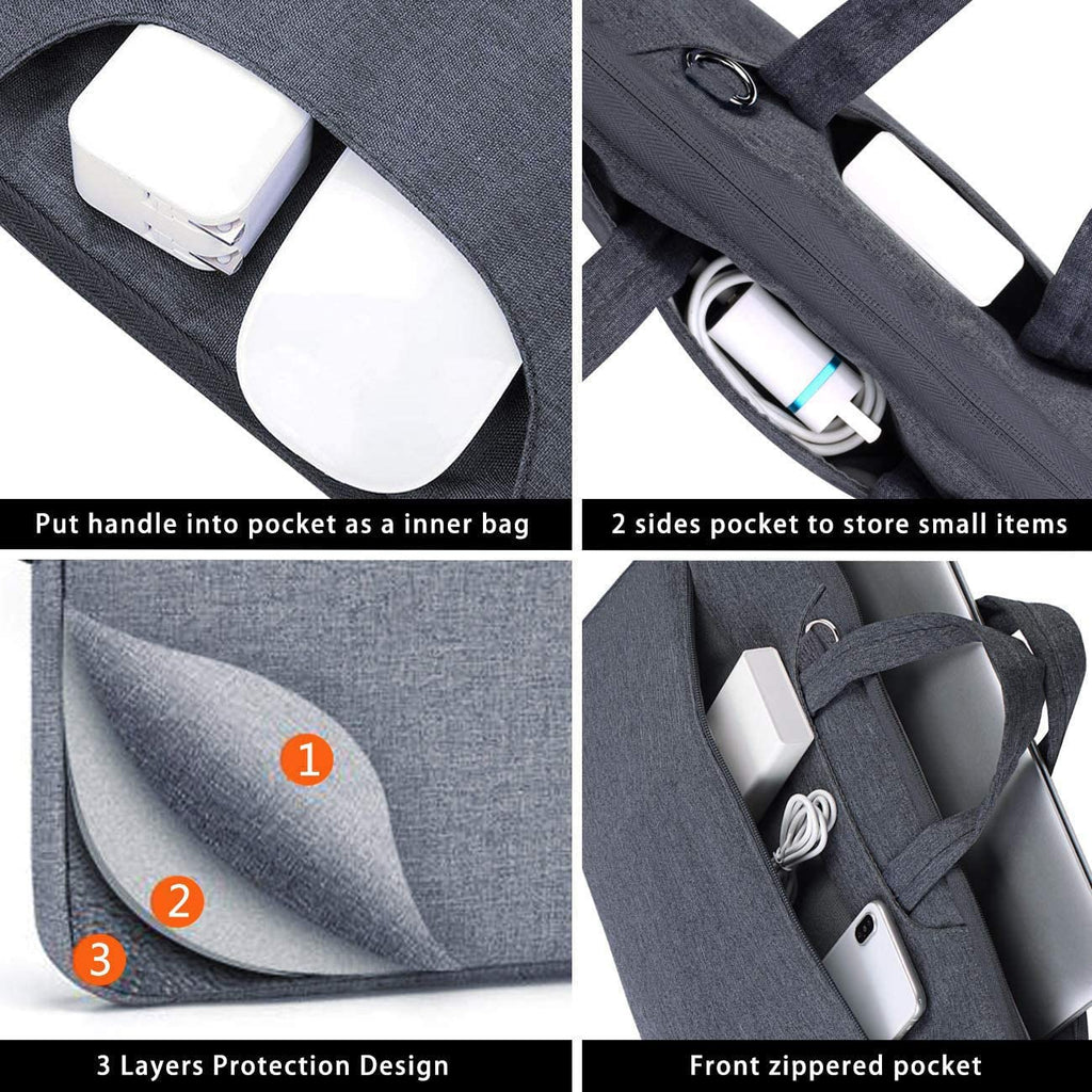 Voova Laptop Bag 13 14 Inch, Waterproof Computer Sleeve Carrying Case with Shoulder Straps & Handle Compatible with Macbook Air 13 M2/M3/M4, MacBook Pro 13/14, HP Dell Lenovo Chromebook 14, Black