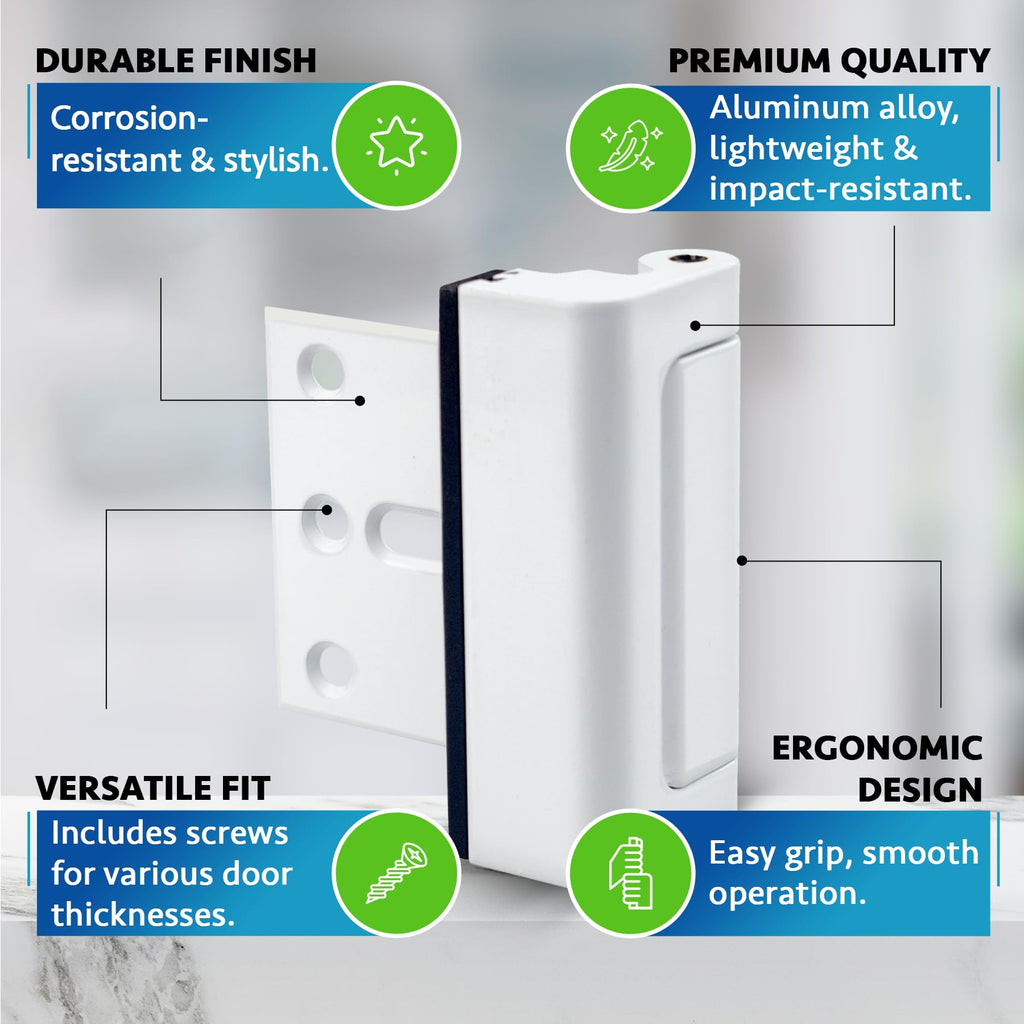 Dwell+Good Door Locks (2-Pack) - Easy To Install Aluminum Home Security Door Locks for Front Door - Child Proof Door Lock for Kids Safety - Withstand 800 lb of Force & Tamper Proof Top Door Lock Latch