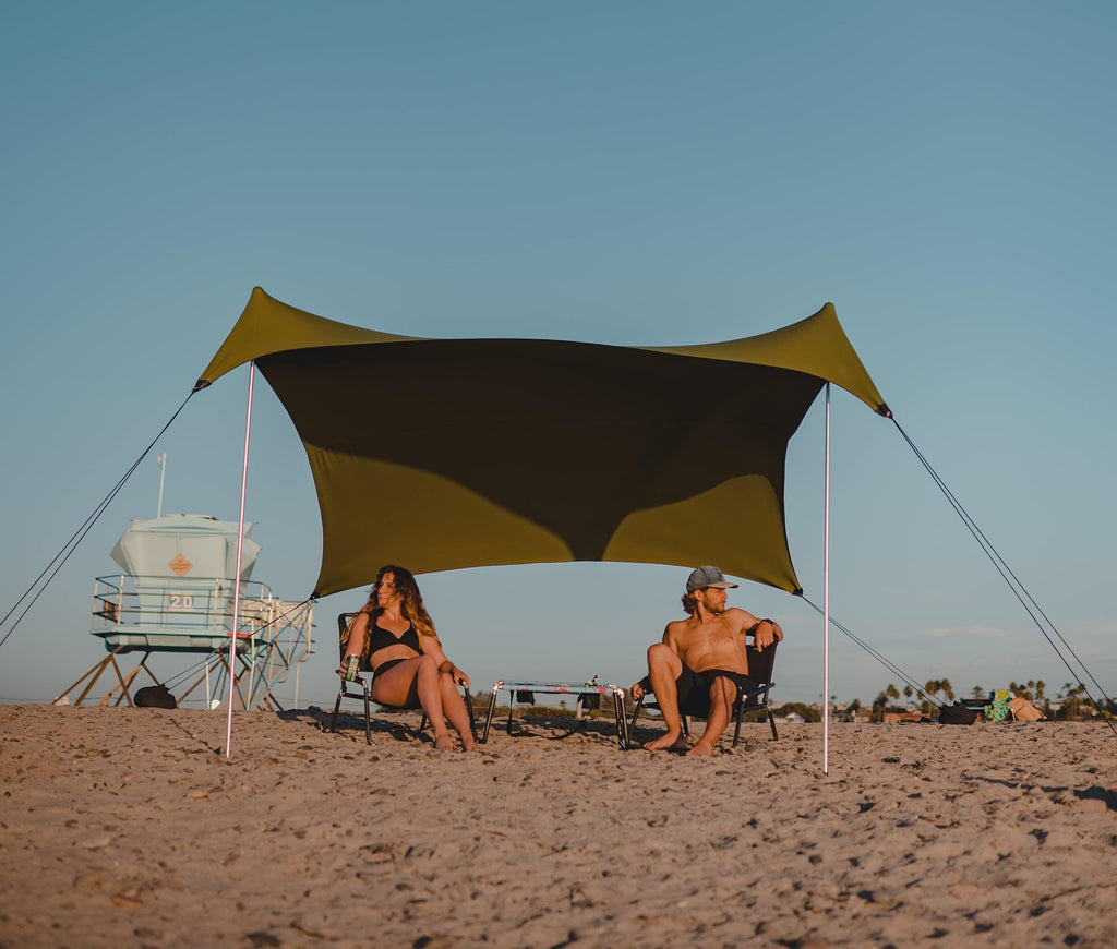 Neso Grande Portable Beach Tent Sun Shelter - Lightweight Beach Shade Canopy - Easy Setup for Family Outings - Patented Reinforced Corners - UPF 50+ Sun Protection - 7ft Tall, 9 x 9ft