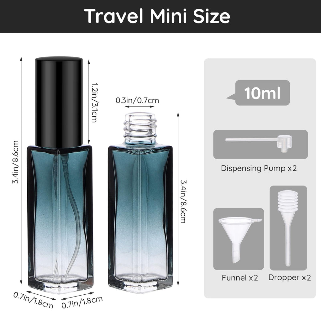 Segbeauty 0.34oz Mini Perfume Spray Bottles, 10Pack 10ml Glass Travel Perfume Atomizer Refillable, Small Empty Cologne Atomizer for Frangrance, Sample Cologne Bottles Sprayer with Refill Tool