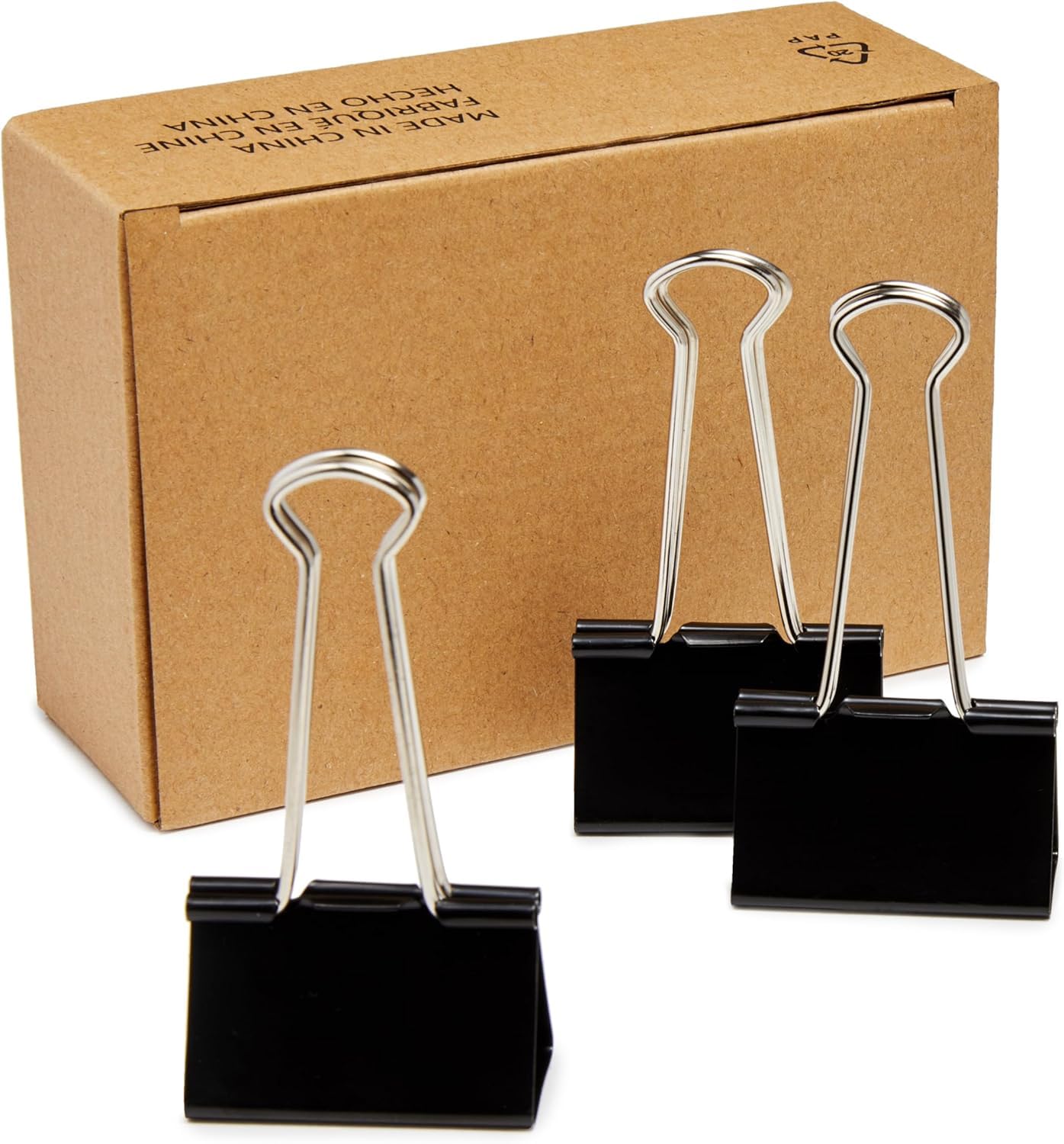 Amazon Basics Sturdy Binder Clips for Office Use, 96 Count, Medium, 1.25 in, Black (Pack of 12)