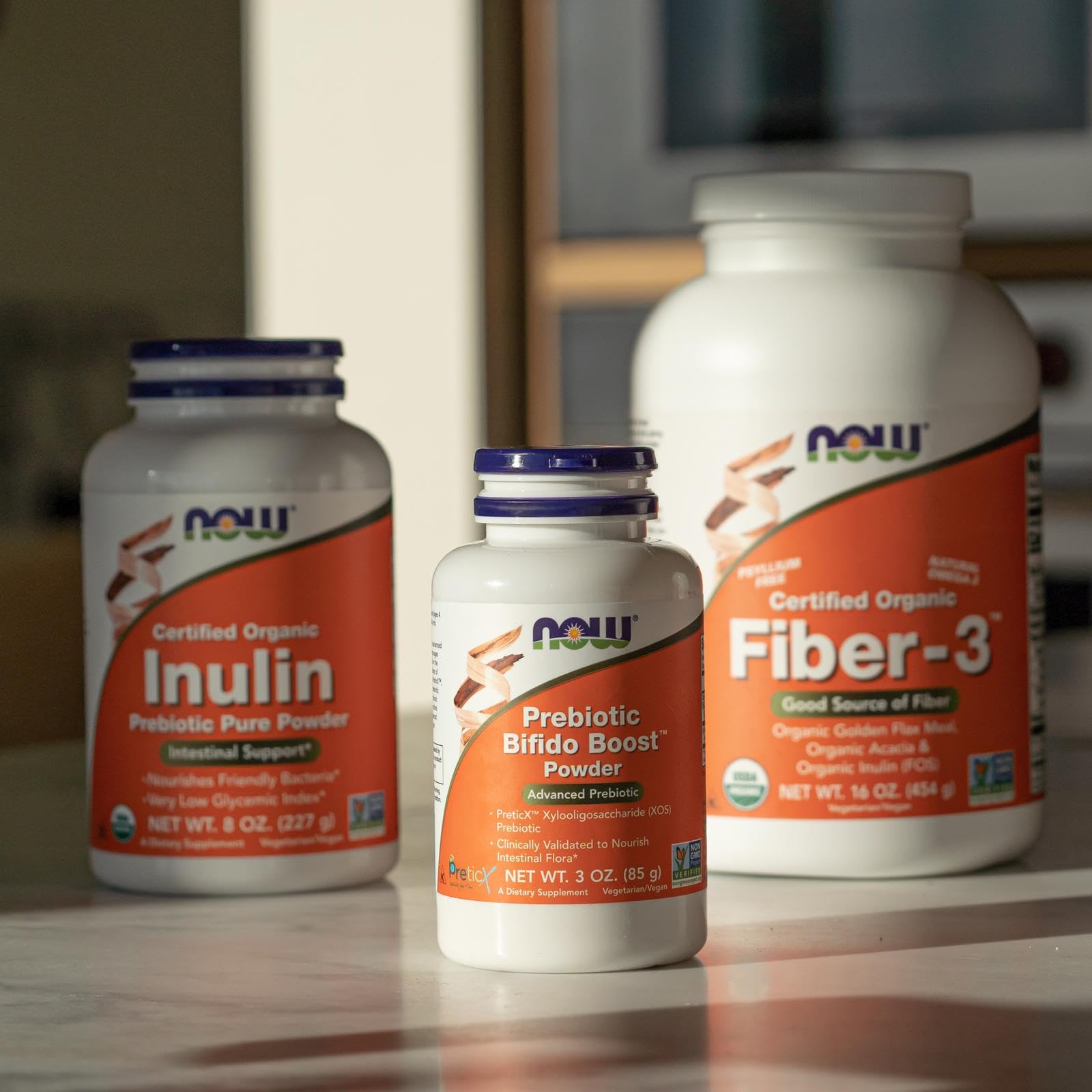 NOW Foods Suplementos, polvo puro prebiótico de inulina, certificado orgánico, proyecto verificado sin OMG, soporte intestinal*, 1 libra