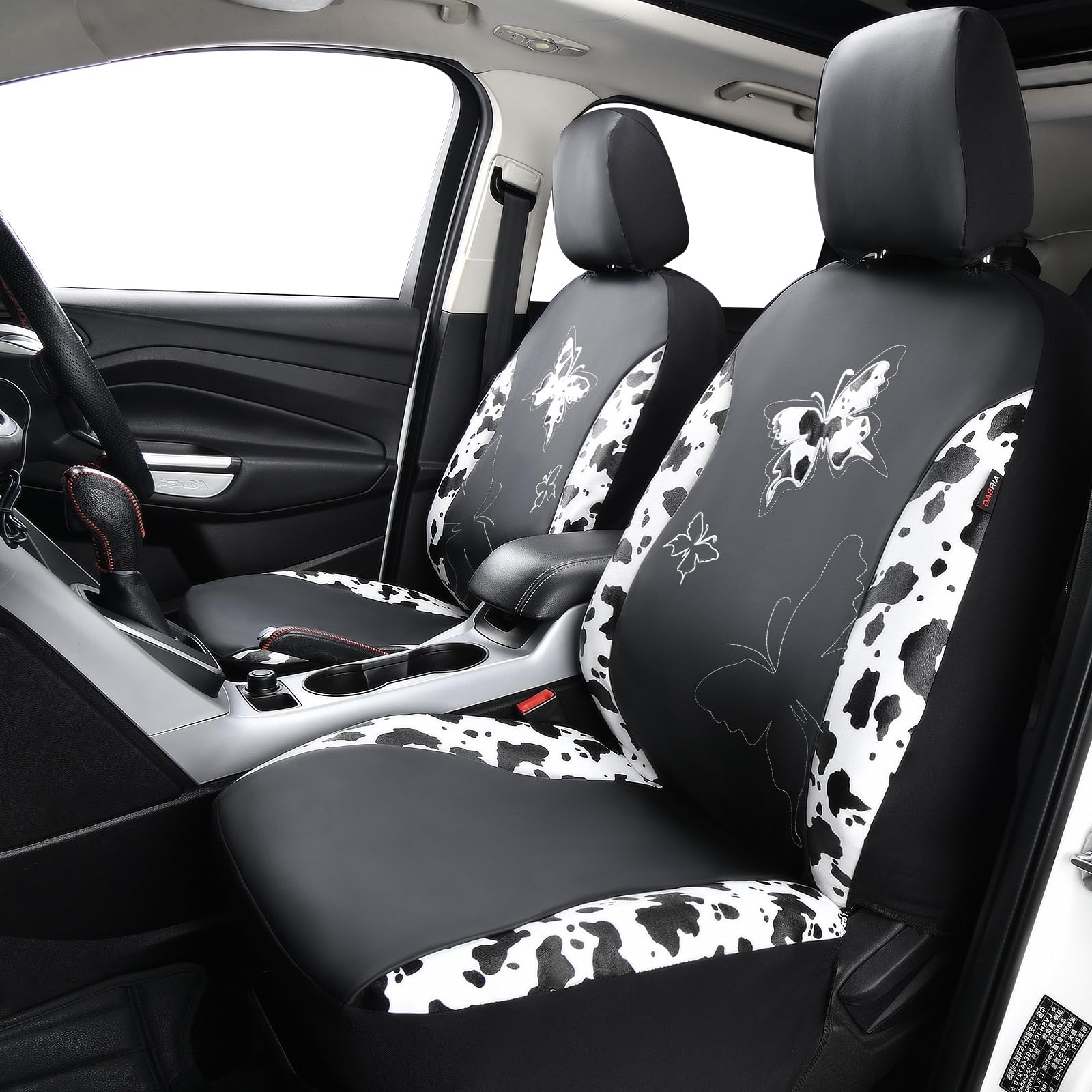 Flying Banner Butterfly car seat Covers ful Set Fashion Universal Lady Woman Female Rear Bench Split Colorized (2 Fronts, Mint Blue)