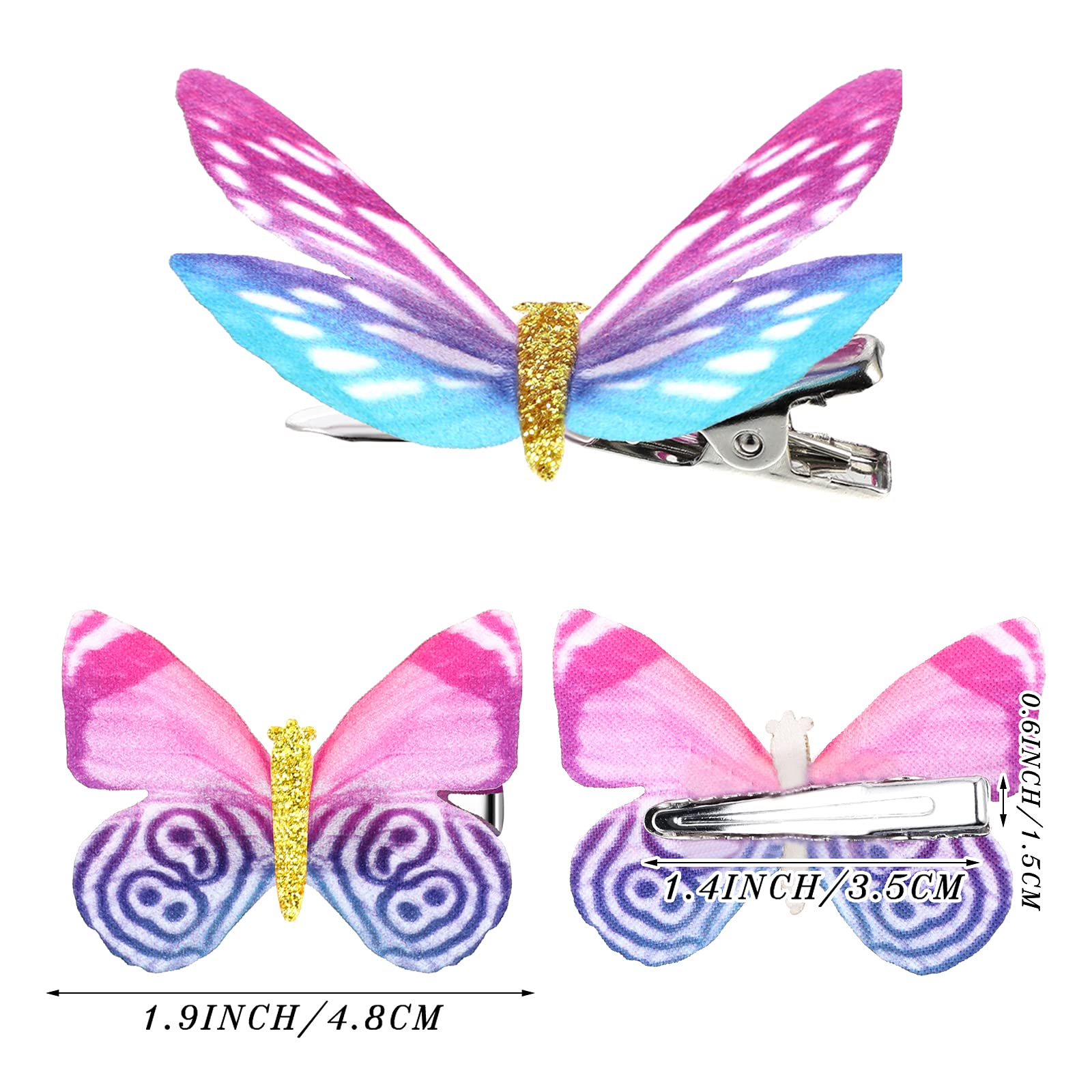 Boao 18 Pieces Glitter Butterfly Hair Clips for Girls Teens Women Hair Accessories (Bright Style)