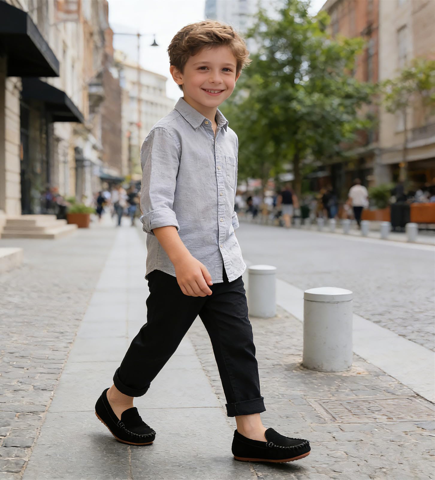 DADAWEN Toddler Little Kid Boys Girls Soft Suede Leather Slip On Flat Boat Dress Shoes Wedding Church Oxford Shoes Loafers