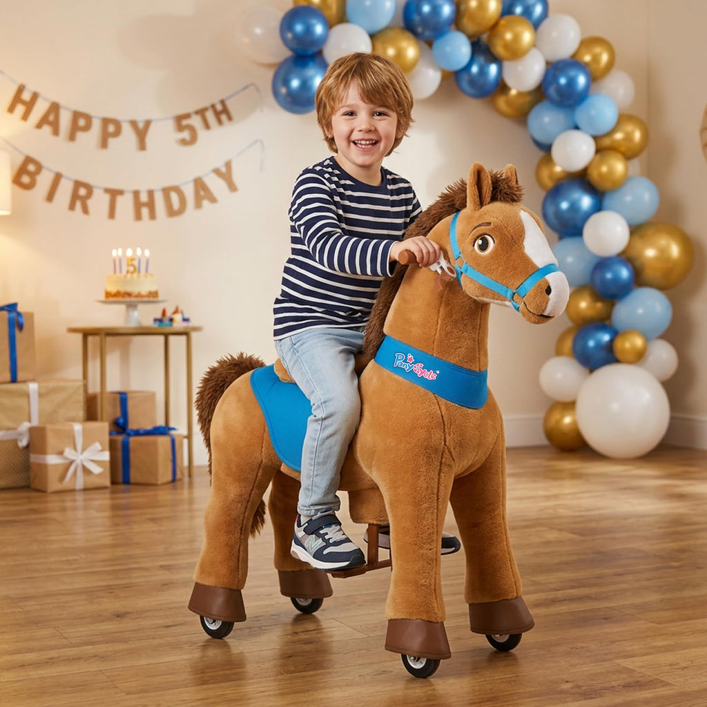 PonyCycle Ride on Toys Riding Black Horse Toys No Battery Required (with Brake/ 30" Height/Size 3) Pony Rider Walking Animals Rocking Horse Ride on Horse for Kids Riding Toys E338