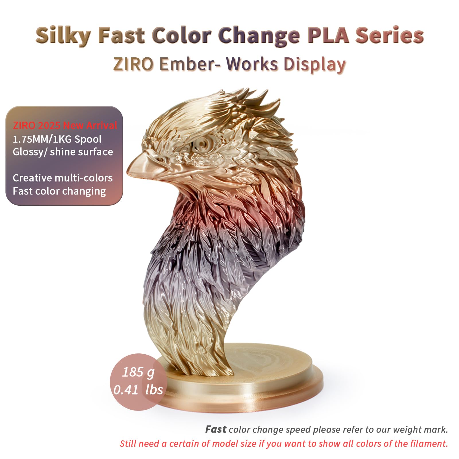 ZIRO Fast Color Change PLA, 1.75mm Color Gradient Filament, Glossy Rainbow PLA Filaments, Fit Most 3D Printer Pen, Shiny Surface 1KG/2.2lbs Spool, Aqua Sky (Silk)