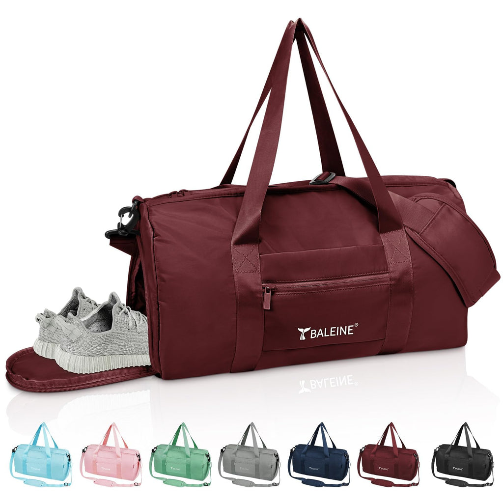BALEINE Gym Bag for Women and Men, Duffel Bag for Sports, Gyms and Weekend Getaway, Waterproof Dufflebag with Shoe and Wet Clothes Compartments, Lightweight Carryon Gymbag (Azure)