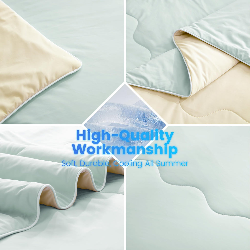 SNOWMAN Cooling Comforter Twin XL Size Double-Sided, Soft Cooling Blanket for Hot Sleepers, Cold Touch Fabric Summer Quilt, Lightweight Q-Max>0.4 Silk Smooth (Blue/Grey, 60"x90")