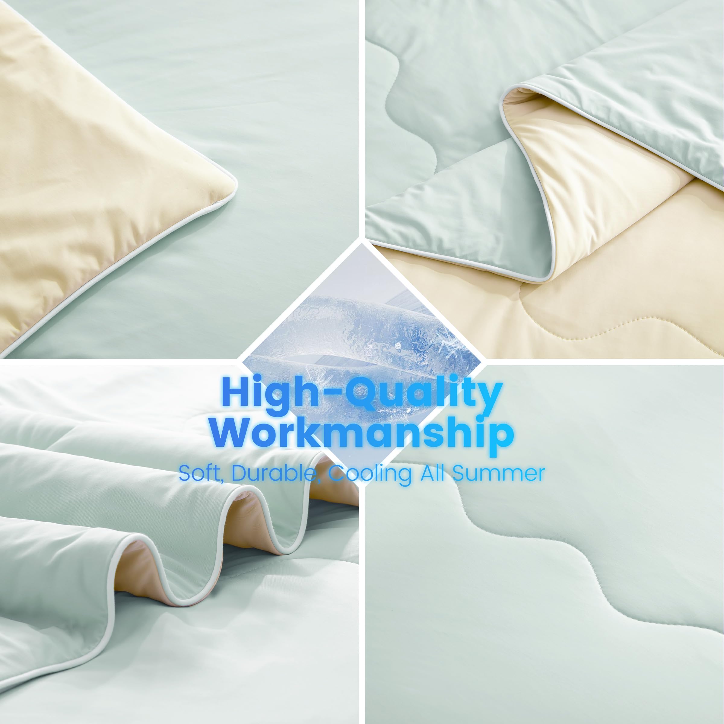 SNOWMAN Cooling Comforter Twin XL Size Double-Sided, Soft Cooling Blanket for Hot Sleepers, Cold Touch Fabric Summer Quilt, Lightweight Q-Max>0.4 Silk Smooth (Blue/Grey, 60"x90")
