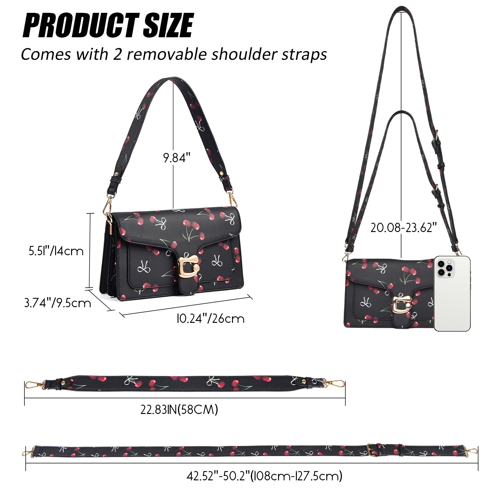 Travistar Crossbody Bags for Women Trendy - Small Cross Body Purse Shoulder Bag Leather Handbags Evening Clutch with 2 Straps | 2 detachable straps