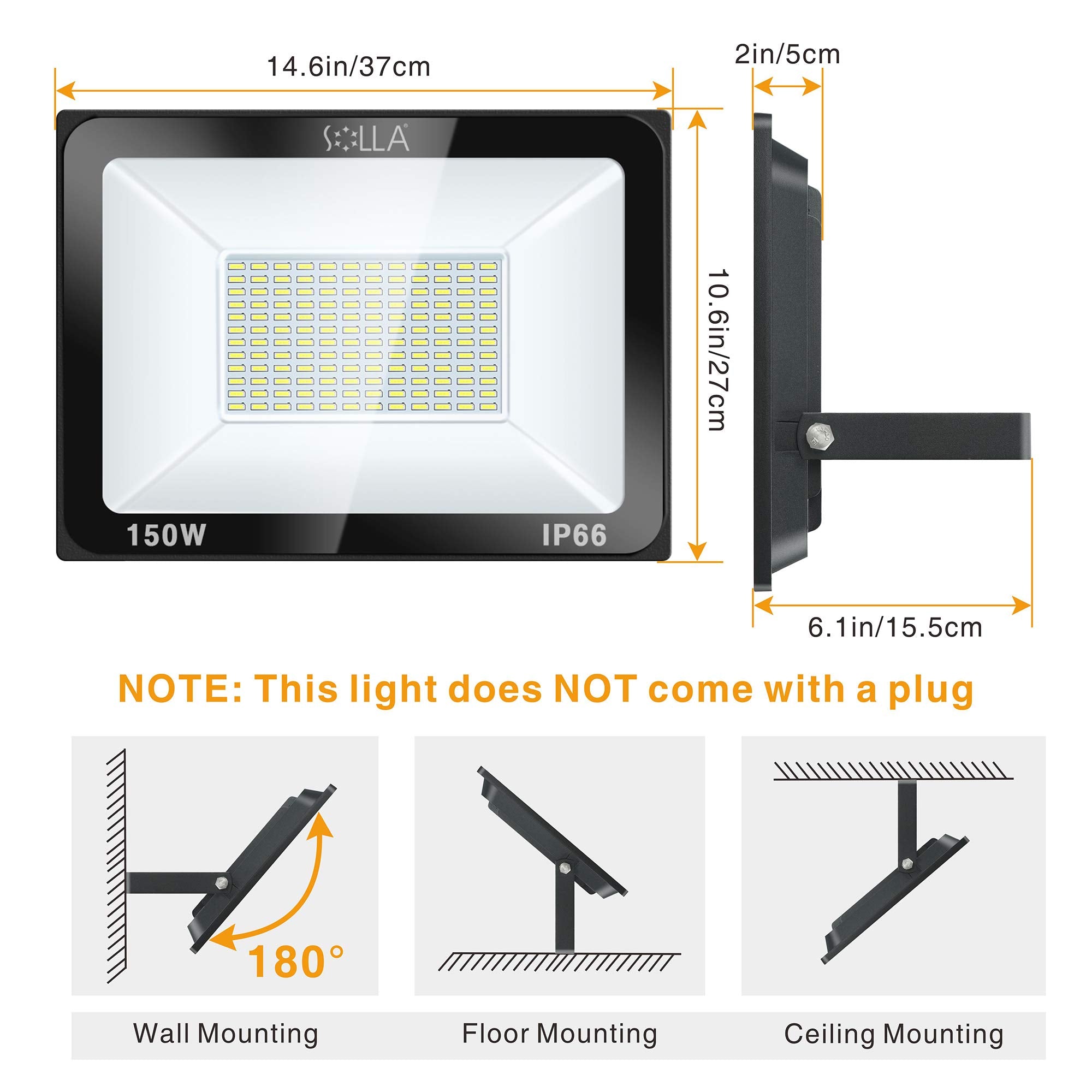 2 Pack 100W LED Flood Light Outdoor, 8000LM Super Bright Security Lights, 550W Equivalent, IP66 Waterproof, 3000K Warm White, Outside Floodlight for Garage, Garden, Lawn and Yard