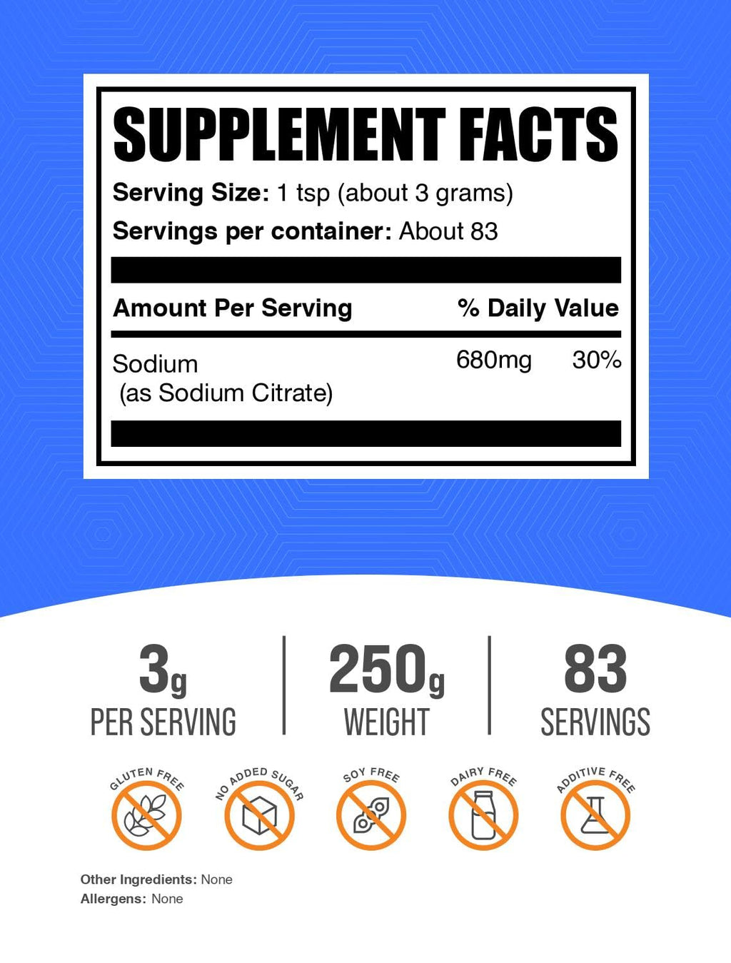 BulkSupplements.com Sodium Citrate Powder - Sodium Citrate Food Grade, Emulsifier, Flavor Enhancer - Gluten Free, 3g per Serving, 100g (3.5 oz) (Pack of 1)