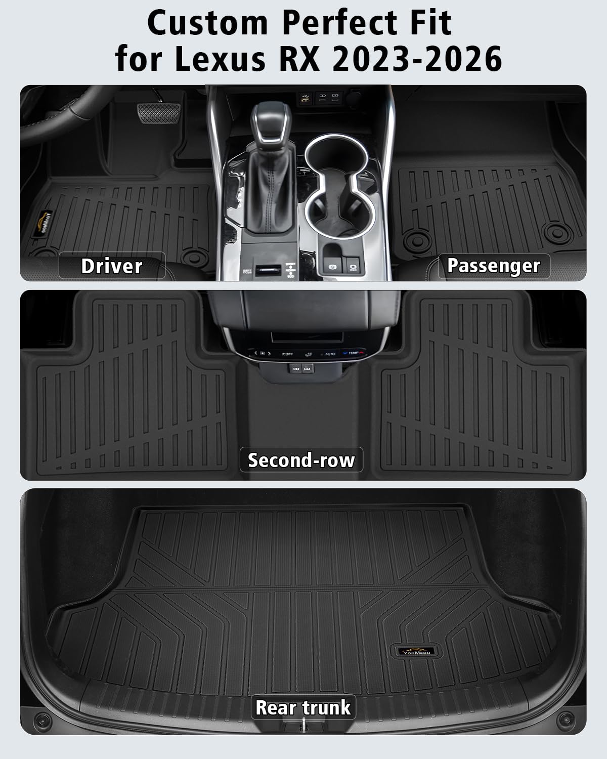Floor Mats & Cargo Mat & Backrest Mat Custom for Toyota RAV4 Hybrid 2026 (Not for Cargo Area with Subwoofer) (Not for Phev), Door Sill Guards, All Weather TPE Floor Liners for RAV-4 2026 Accessories