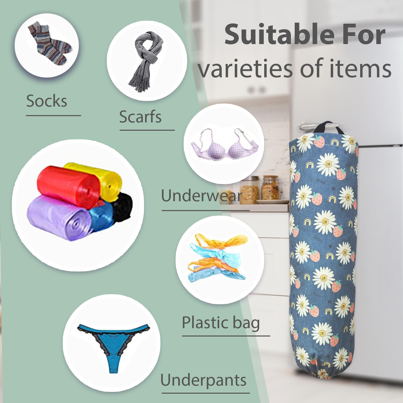 Plastic Bag Holder，Reusable Grocery Bag Holder，Wall Mount Plastic Bag Organizer Shopping Bags Carrier，Washable Large Grocery Bag Storage Dispenser for Home Kitchen Travelling Decor, 1 Pack，Alpaca