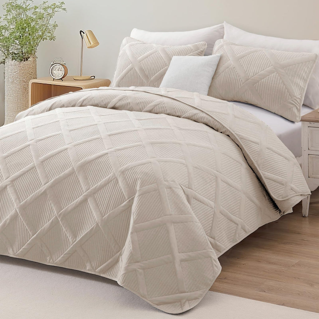 Exclusivo Mezcla Twin Size Quilt Set with Modern Striped Pattern, 2 Pieces Lightweight Black Quilts Bedding Set, Soft Bedspreads Coverlets for All Seasons