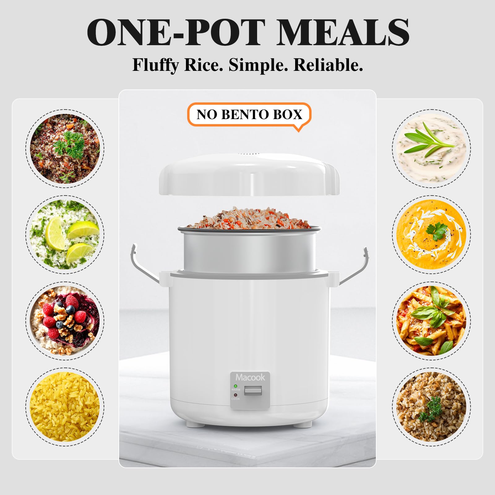 Mini Rice Cooker 1-1.5 Cups Uncooked(3 Cups Cooked), Rice Cooker Small with Bento Box, Removable Nonstick Pot, One Touch&Keep Warm Function, Portable Cooker for Soup Grain Oatmeal Veggie, Black