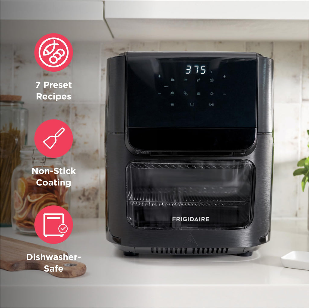 Frigidaire 3-in-1 Air Fryer, Large 5.3 QT Capacity, Digital Display, 3 Cooking Modes, 5 Recipe Presets, Automatic Shake Reminder, PFAS-Free Cooking Surfaces, Black