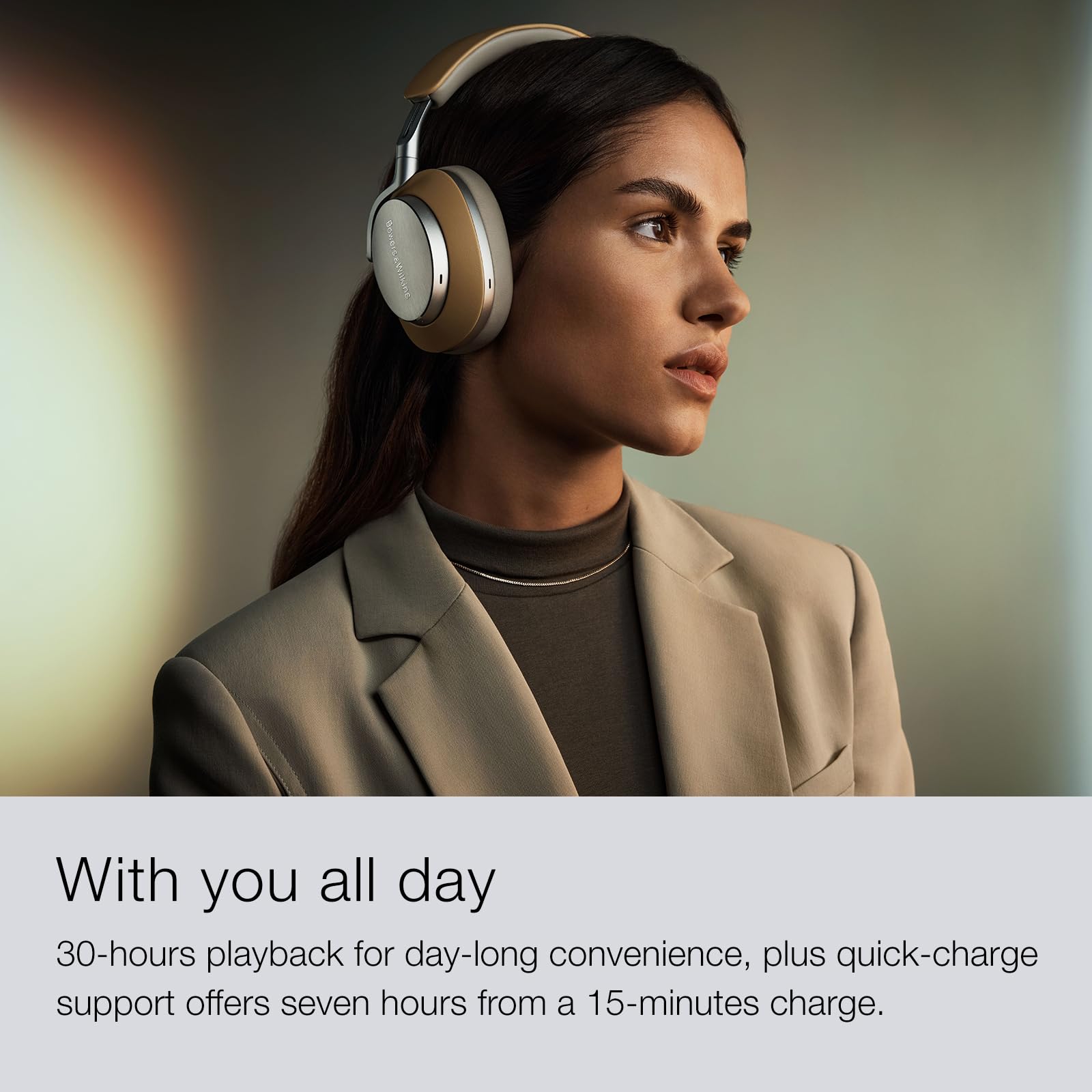 Bowers & Wilkins Px8 Over-Ear Headphones Wireless Bluetooth Noise Cancelling, Luxurious Materials, 30-Hour Battery Life, 15-Min Quick Charging, Black