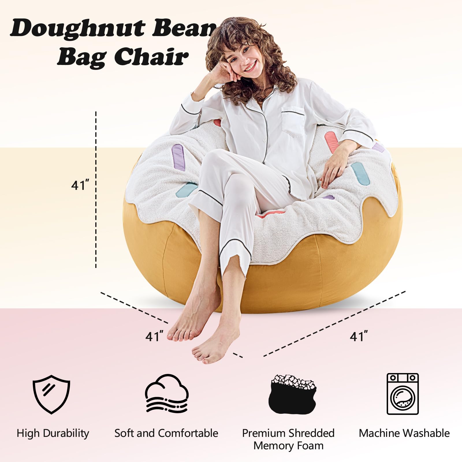 Sports Baseball Bean Bag Chair - Luxurious Bean Bag Chairs for Kids Teens Adults - Floor Sofa Couch with Filler - Plush BeanBag Furniture for Living Room Bedroom College Dorm - 32 Inch