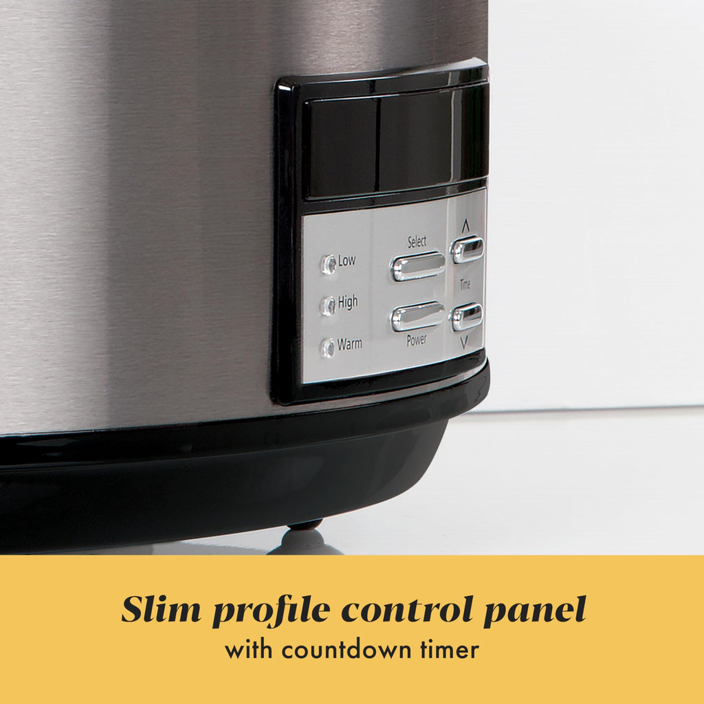 Crock-Pot Large 8-Quart Programmable Slow Cooker with Auto Warm Setting Black Stainless Steel