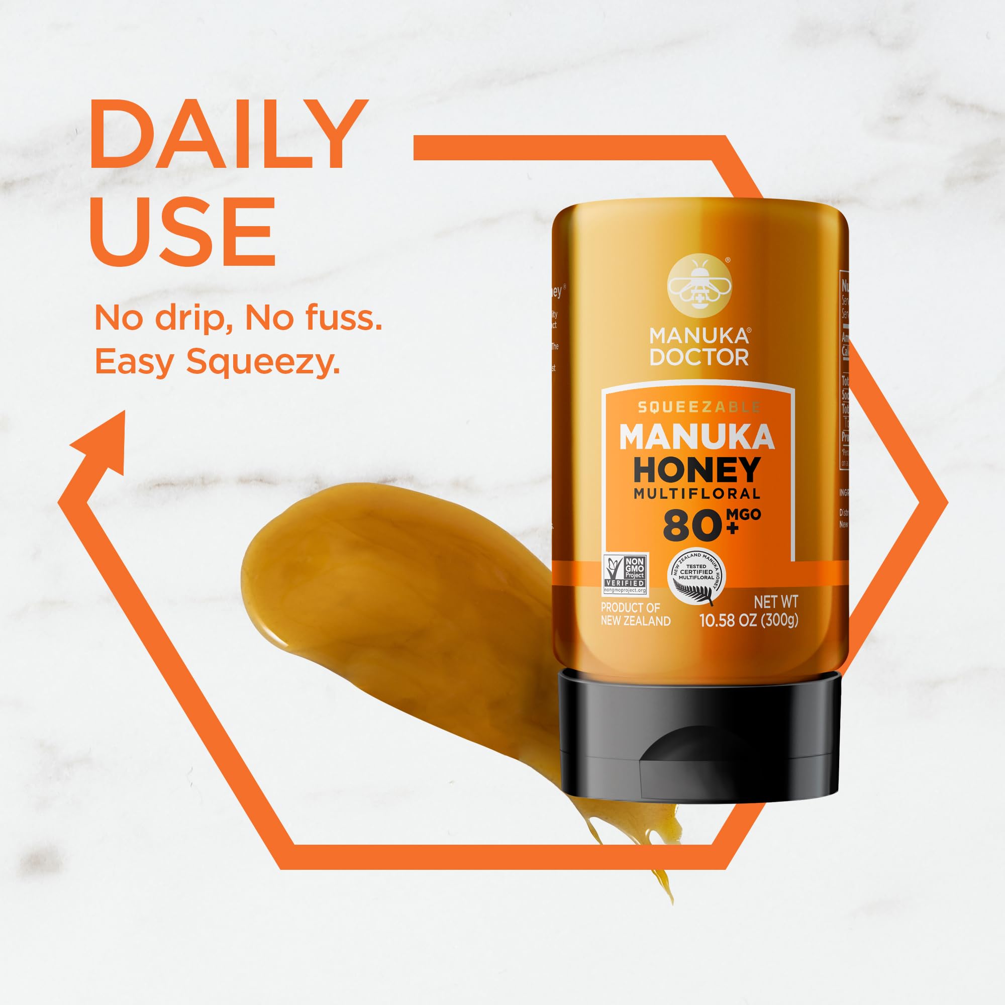 Manuka Doctor - MGO 80+ Manuka Honey Multifloral, 100% Pure New Zealand Honey. Certified. Guaranteed. Raw. Non-GMO (17.6oz)