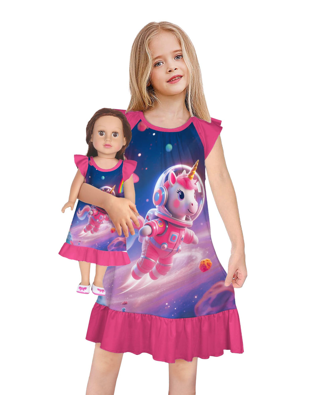 LQSZ Doll and Girl Matching Nightgown Outfit Pajamas Nightie Nightgown for Girls and Dolls Clothes
