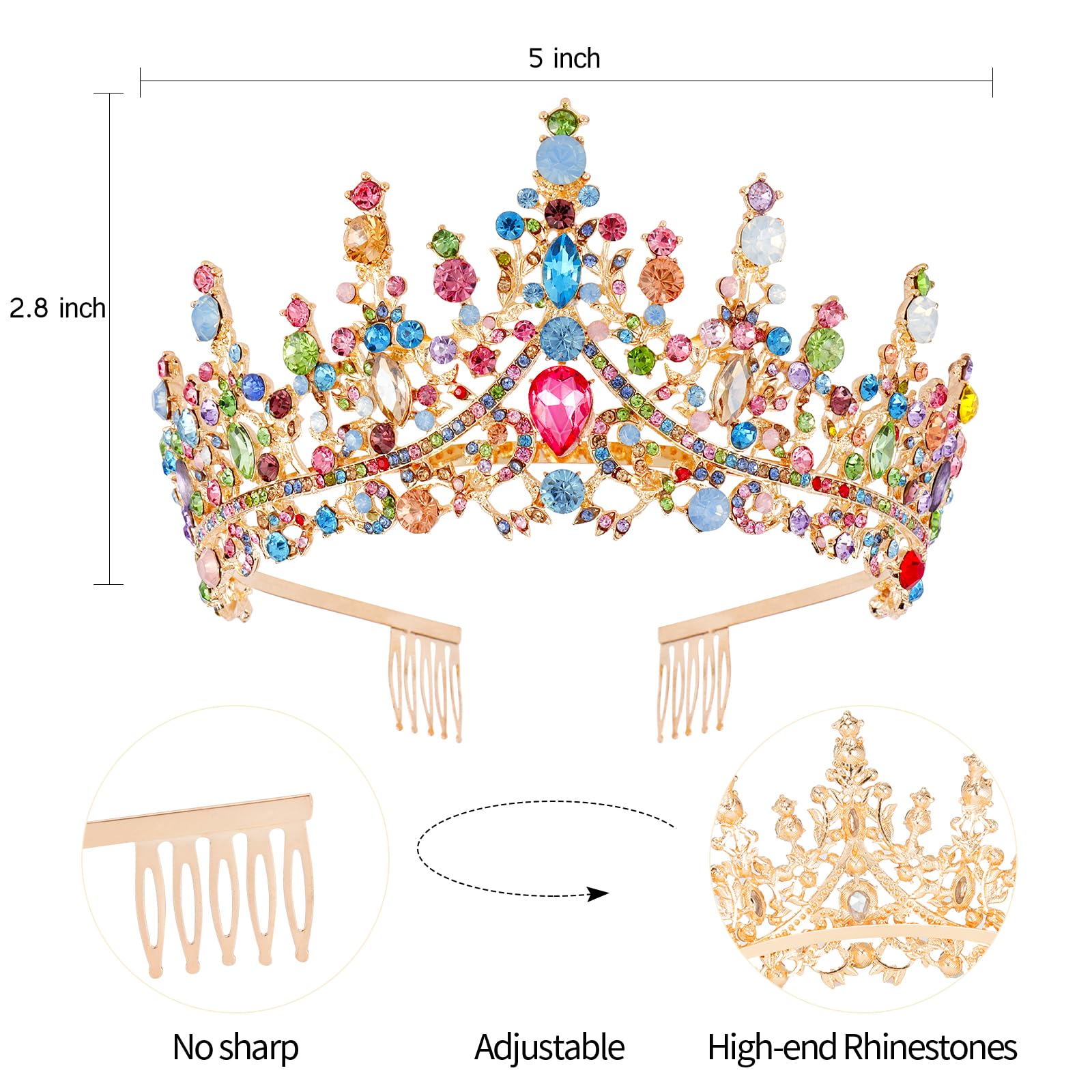 VELSCRUN AB Silver Crystal Birthday Queen Tiara Crowns for Women Girls Birthday Queen Headband Sash Elegant Princess Crown with Combs Hair Accessories Happy Birth Party Decorations Mom Gift