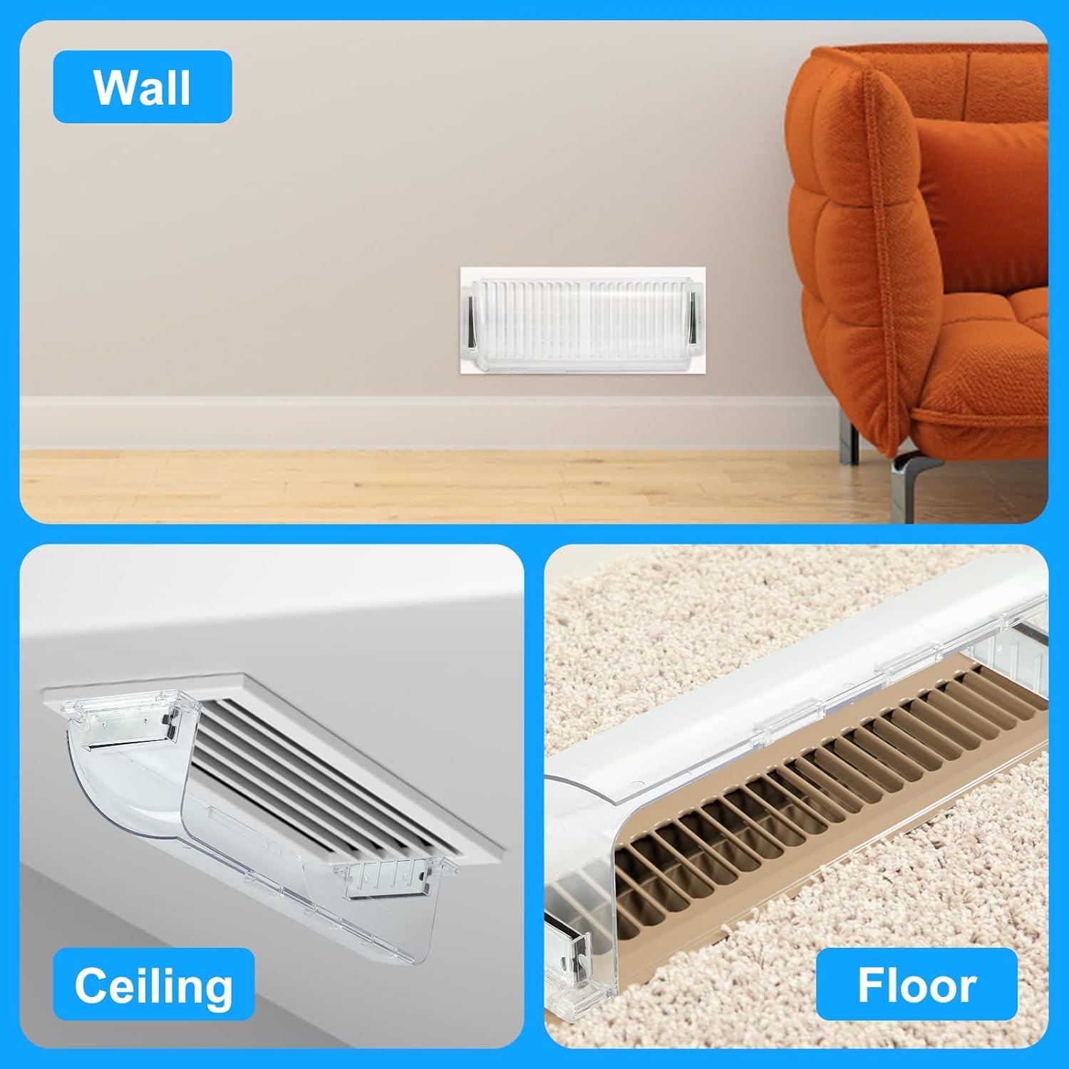 Air Vent Deflectors Adjustable Magnetic Heat and Vent Cover,9" to 15"Inches-Heavy Duty Unbreakable Plastic with Magnet Secure Design,for Vent Covers for Home Floor,Sidewall,Ceiling Registers,2 Pack | Helps balance room temperature