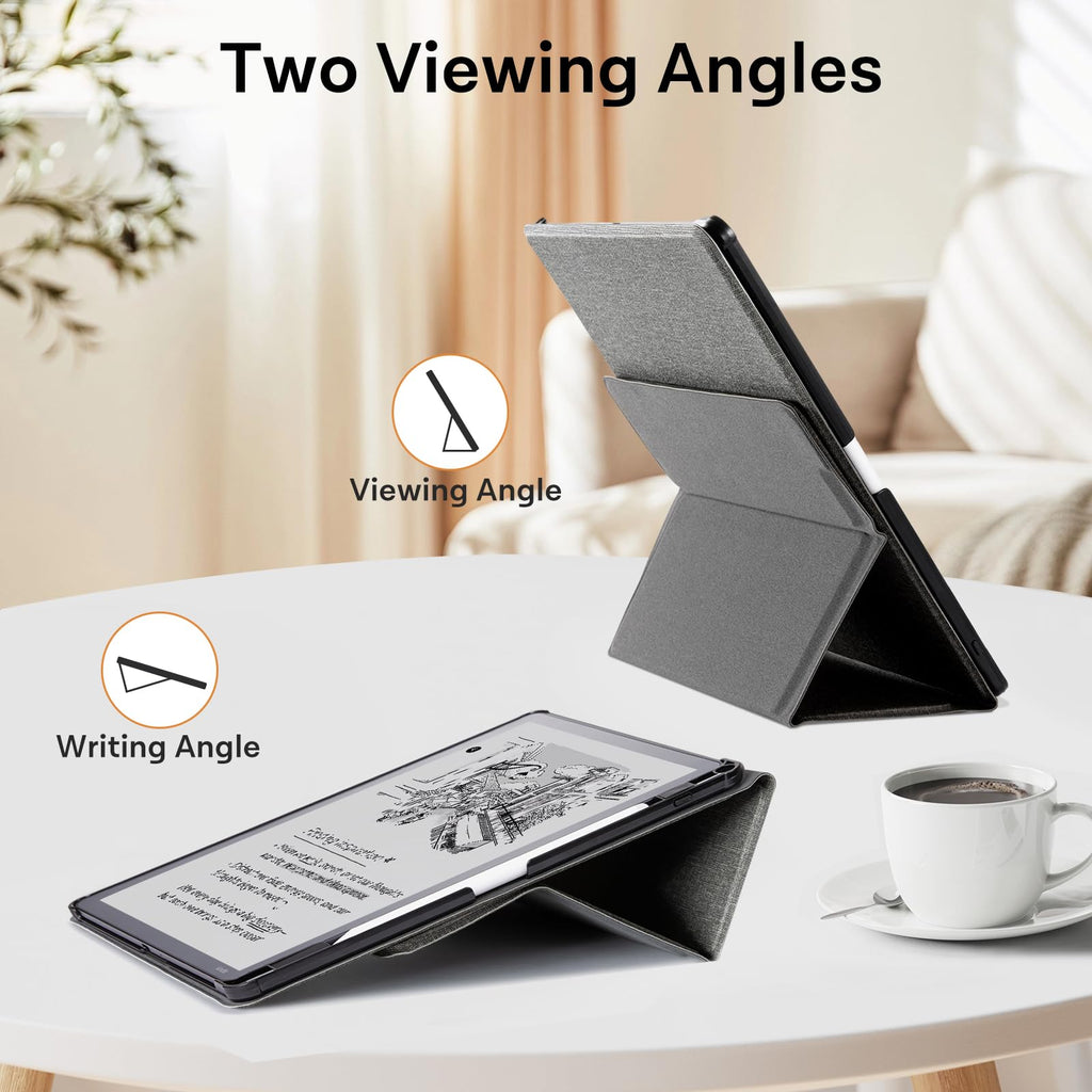 CoBak Stand Case for Kindle Scribe - Premium Folio Leather Cover with Pen Holder, Auto Sleep/Wake - Compatible with 10.2 Inch Kindle Scribe (2022/2024 Release)